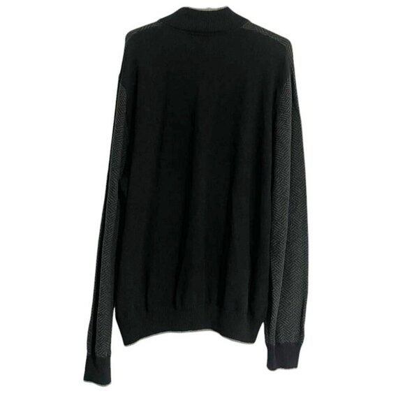Robert Graham Size 3XL Pullover Sweater 1/4 Zip Black Gray - Picture 4 of 7
